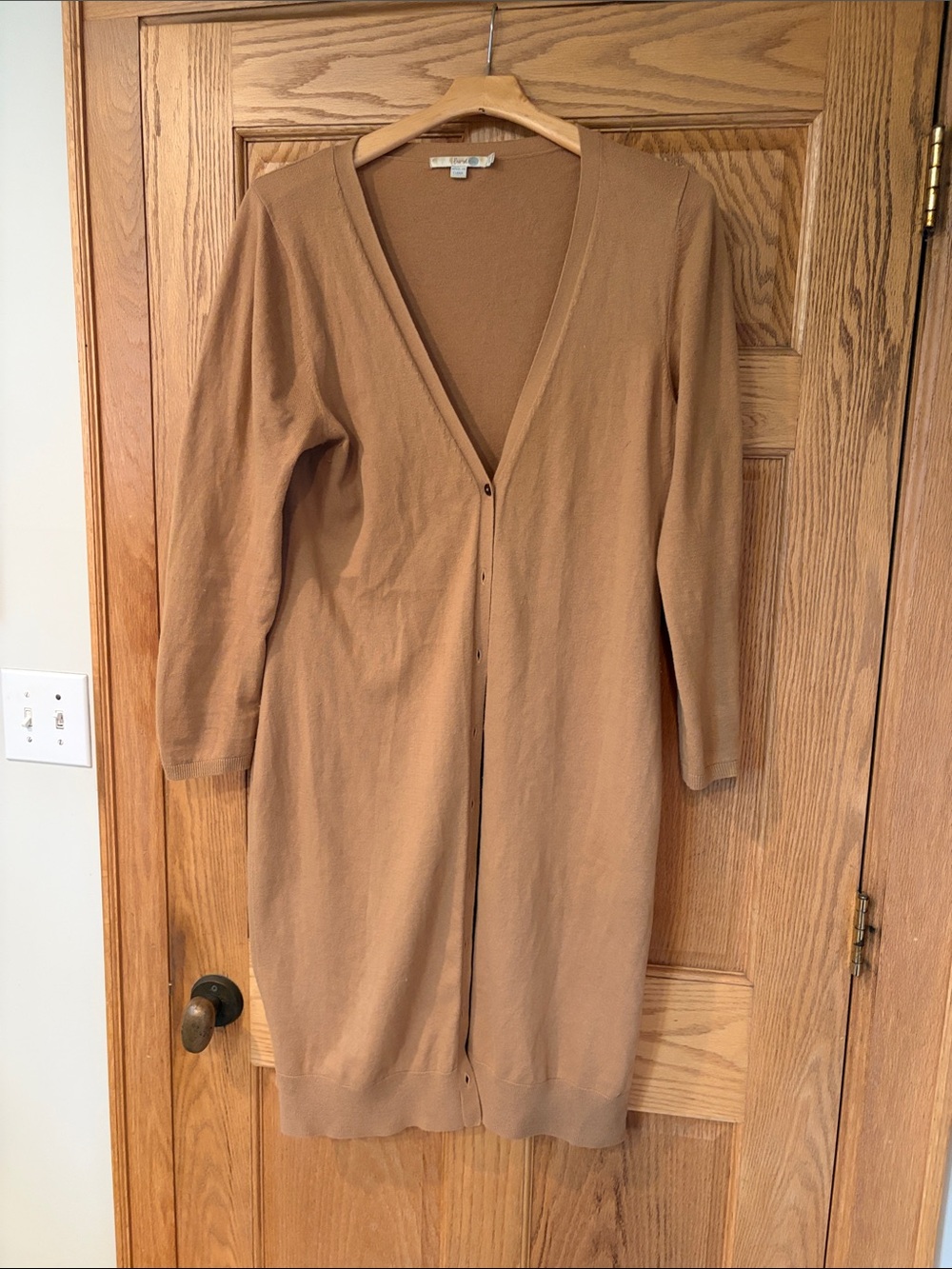 Biden Camel  Button-Front Women's Dress/Cardigan